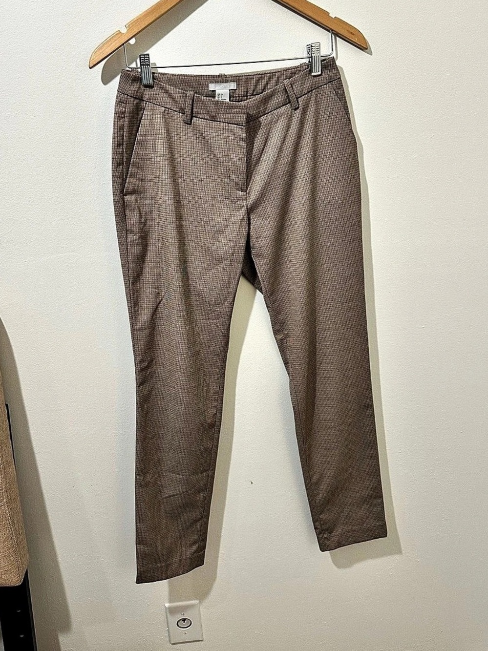 H&M Houndstooth Ankle Trousers Brown & White